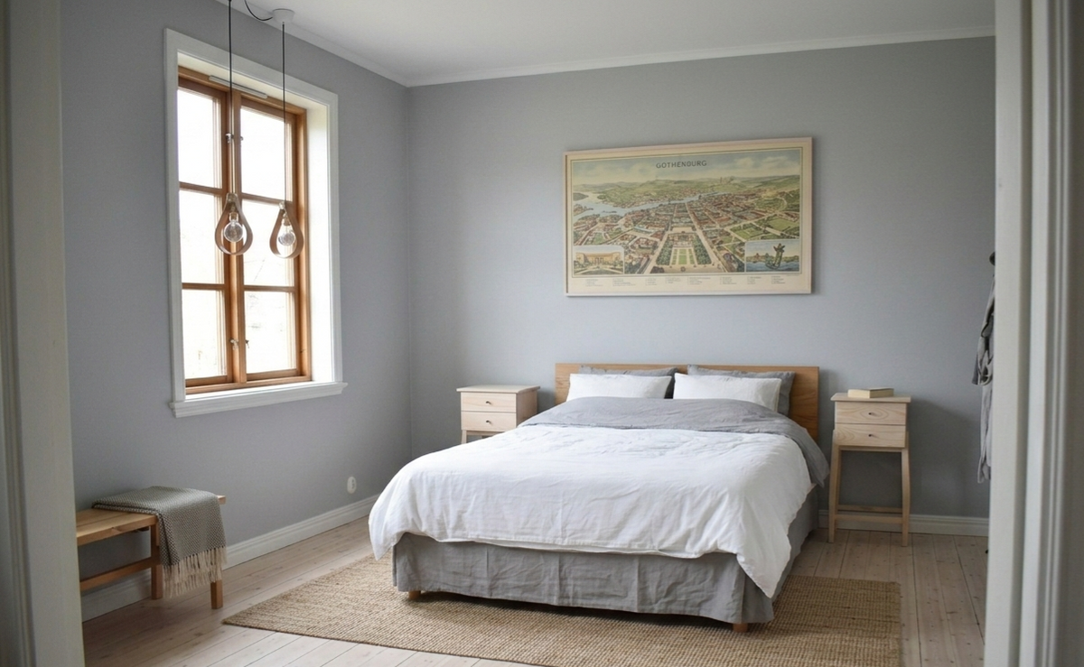 Handgjord hallmöbel och sängbord i vitpigmenterad furu från Alberi, minimalistisk skandinavisk design i hemma miljö