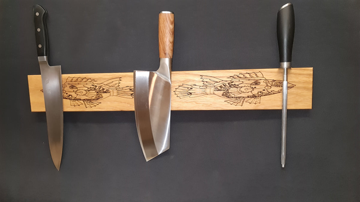 Magnetiska knivhållare med lasergravyr