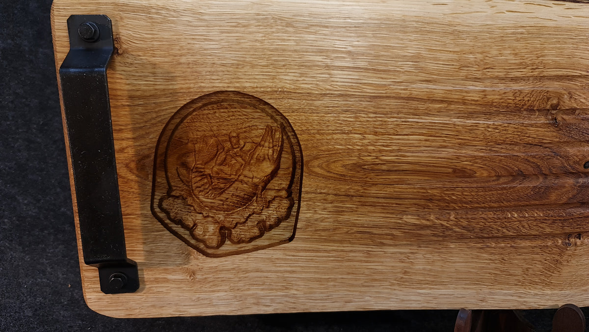 Skärbräda med 3D relief moitv fiskare i båt