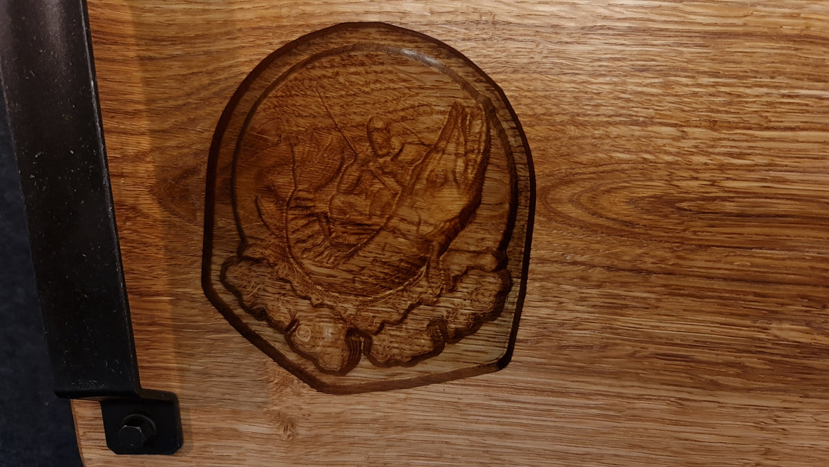 Skärbräda med 3D relief moitv fiskare i båt